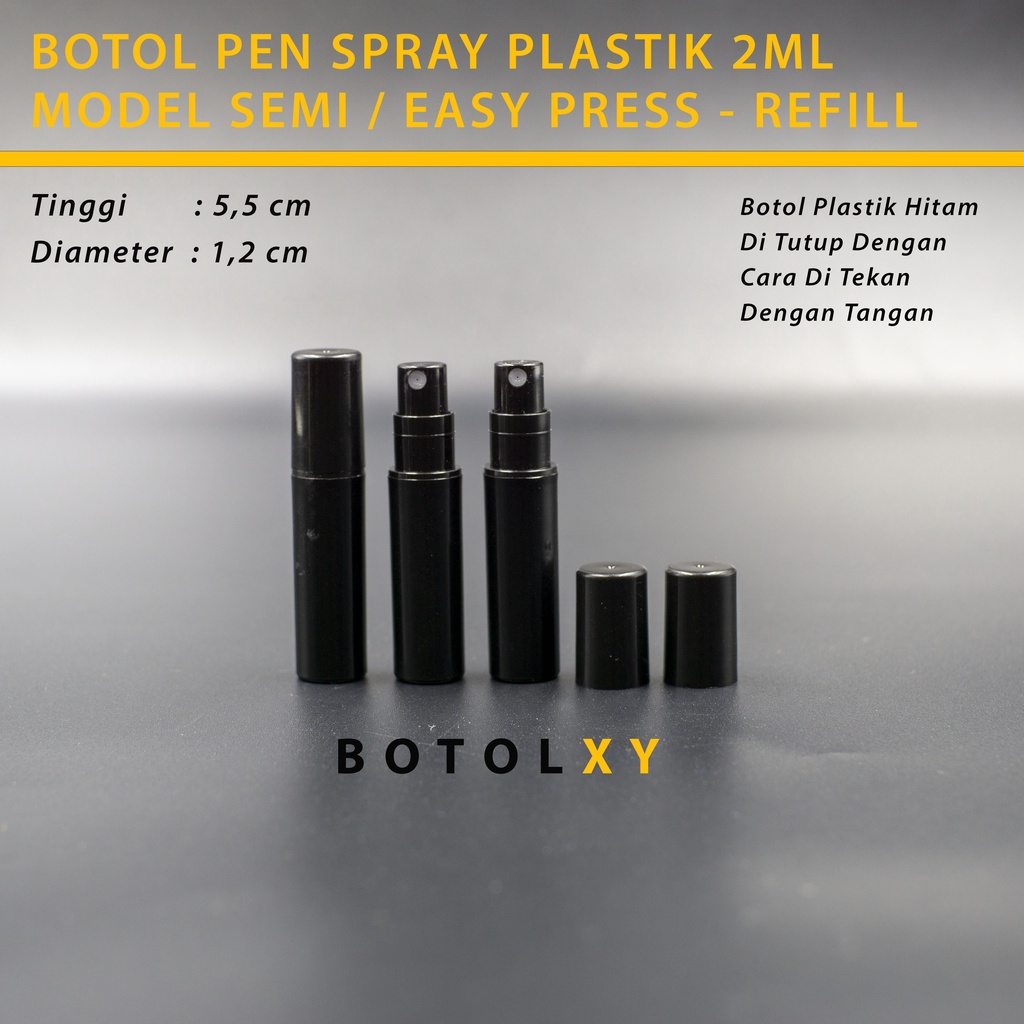 Botol Pen Spray 2ml Plastik Hitam - Tester / Sample Parfum Travel Size