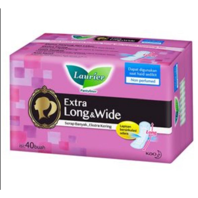 Jual Laurier Pantyliner Extra Long & Wide Non Perfume isi 40 pcs