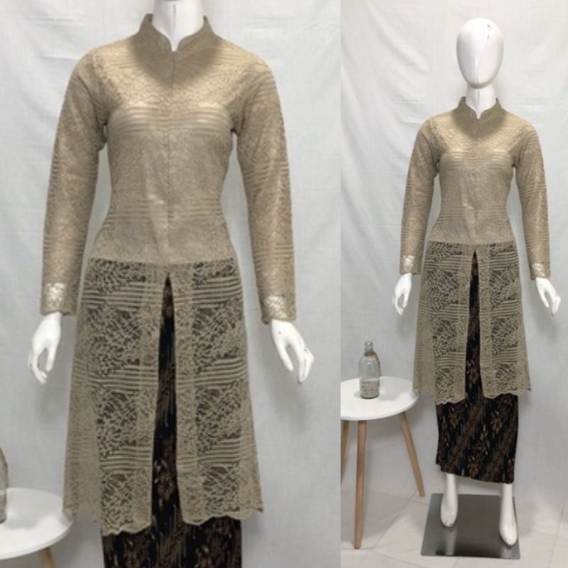 setelan tunik brokat/tunik kerah sanghai/tunik busui/tunik seleting depan