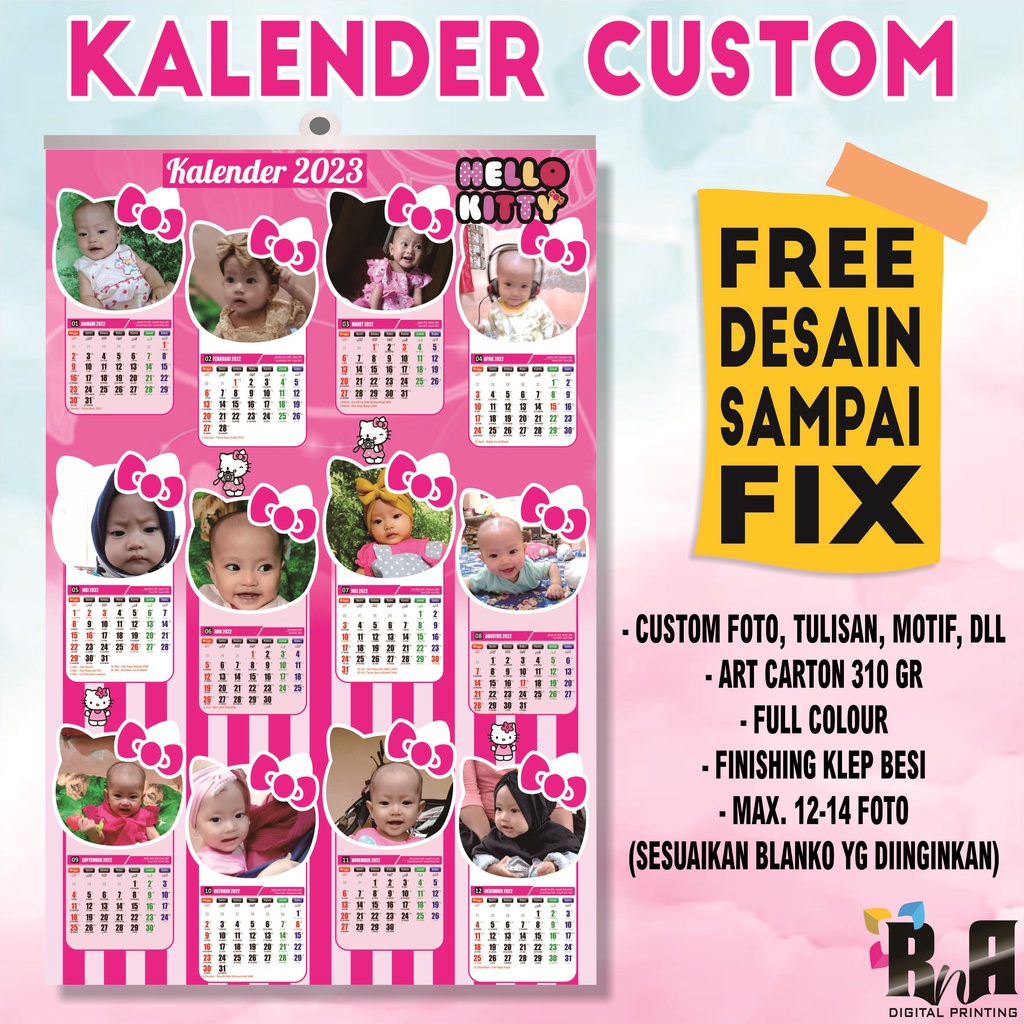 

Kalender 2024 Custom 12-13 foto FREE Klep besi