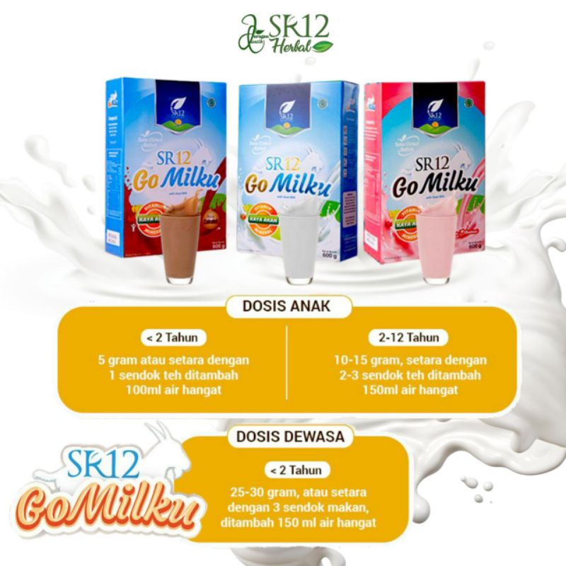 

COD 600 & 200 GRAM GoMILKU STRAWBERRY COKELAT VANILA FREE PACKING SUSU KAMBING ETAWA SR12 GoMilku