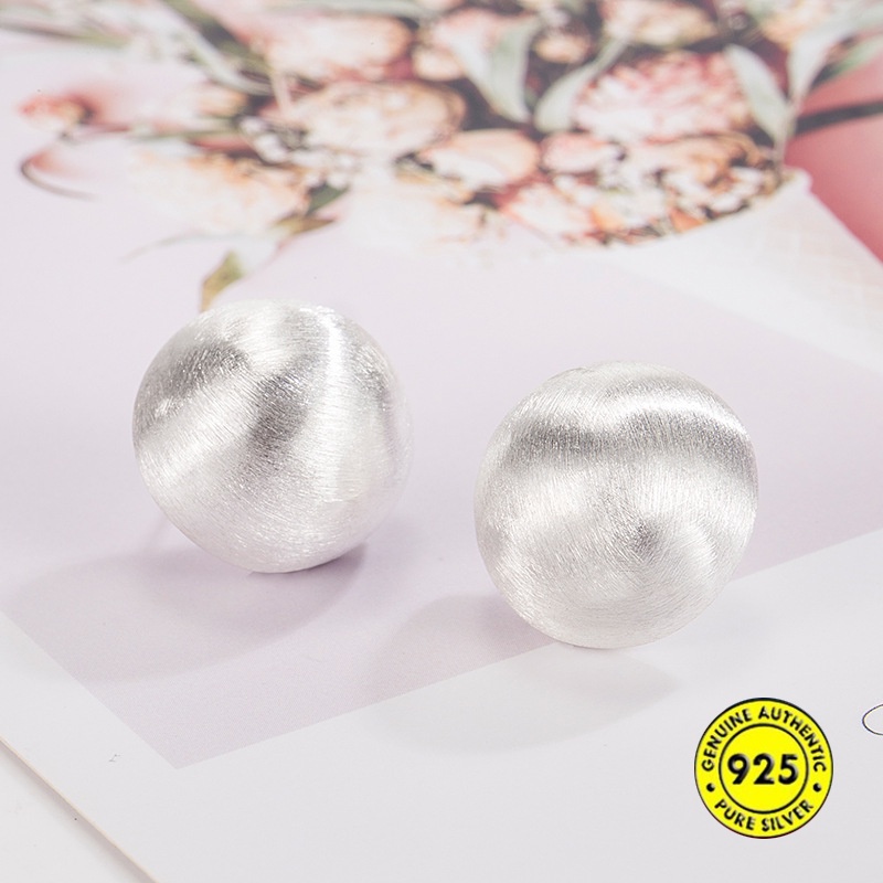 Anting Tusuk Wanita Bola Brushed Frosted U1433