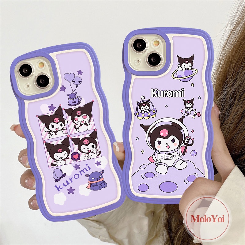 IPHONE Case Compatible Untuk Iphone7 8 Plus XR 11 13 12 14 Pro Max X XS Max 6 6s 14 Plus SE 2020 Wavy Edge Kartun Soft Tpu Lucu Astronot Kuromi Shockproof Phone Cover