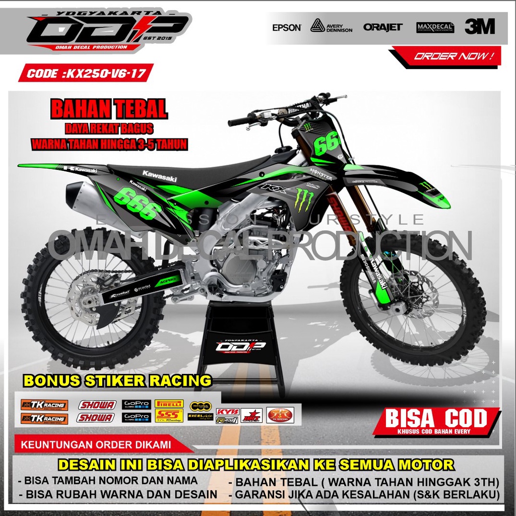 DECAL KX 250 2020 FULL BODY DEKAL BODY SET KX 250  2012 - 2017  NEW STICKER MOTOR KX 250 NEW STIKER 