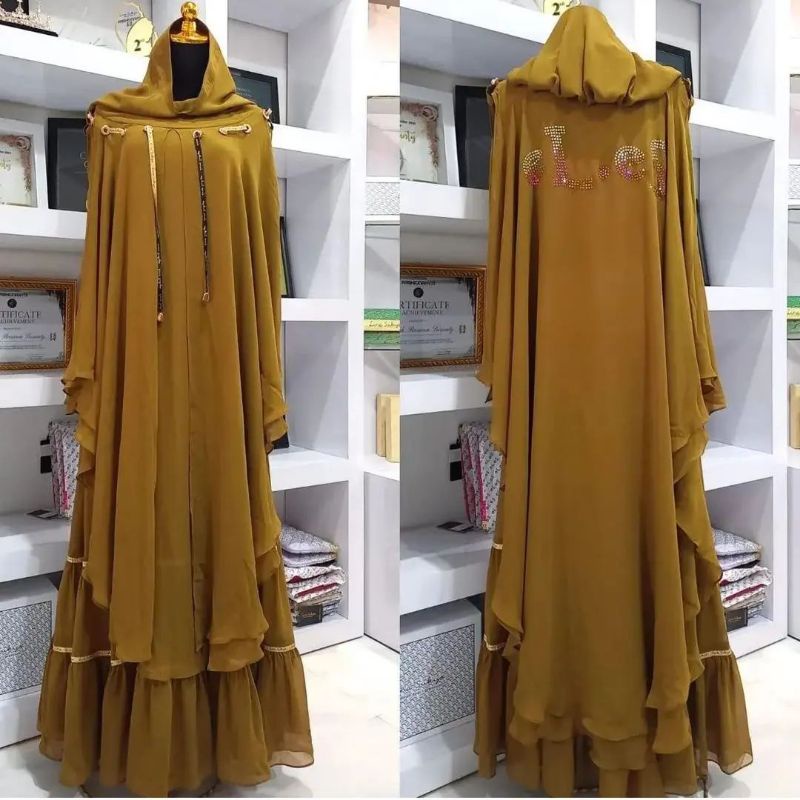 Cod Madania syari/baju muslim/gamis set hijab/gamis polos/gamis busui/gamis murah/gamis ceruty mix j