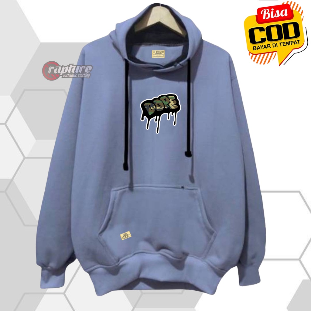 Hoodie Distro Pria Wanita Warna Denim/Abu Paralon Tulisan Dope Jumper Premium Bahan Fleece Tebal Sweater Cowok Cewek Oversize Hoodie Suiter Terlaris Dan Terpopuler Hudi Switter