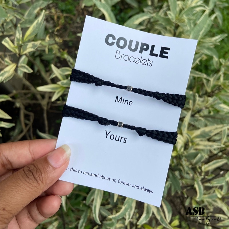 (FREE GIFT, COD) Sepasang Gelang Couple Mine &amp; Yours Cube Tali Kepang