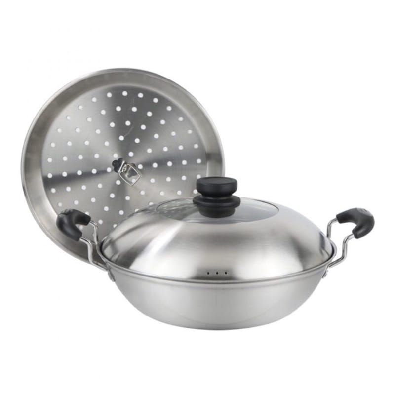 Wok Pan Steamer Stainless Steel 28 cm Golden Flying Fish STWP0128S