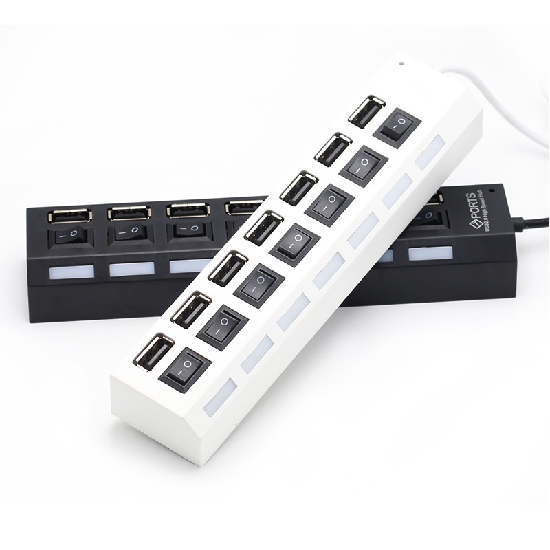 Hub USB 7 Dan 4 Port Output On Off LED 4in1 And 7in1 Colokan Konektor 2.0 Cocok Untuk Flashdisk Mouse Keyboard Kabel