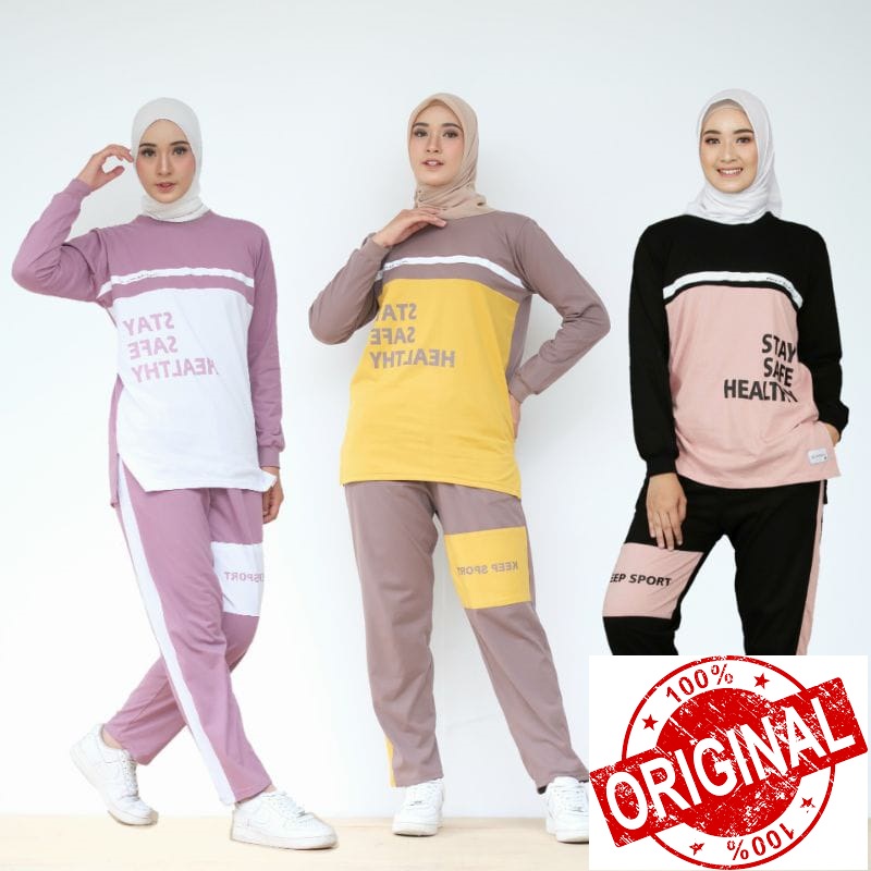 Set Vira by Mareema - Setelan Olahraga Wanita Jumbo - Baju Olahraga Wanita Muslim - Setelan Senam Se