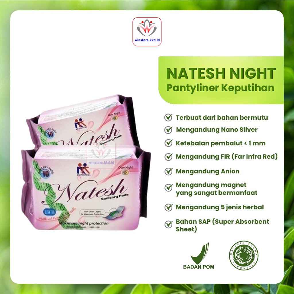 Pembalut Malam Natesh Kesehatan Perempuan Original Murah BPOM KK Indonesia