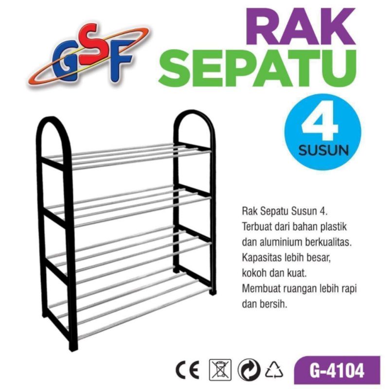 rak sepatu susun besi 4 warna