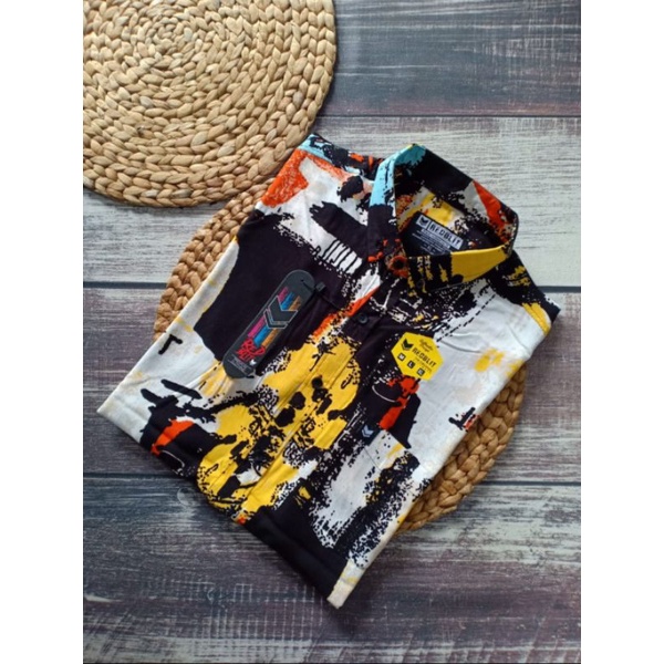OBRAL JUAL RUGI ..!!! Kemeja Surfing Lengan Pendek Fullprint Pantai Motif Formal Kantor Premium
