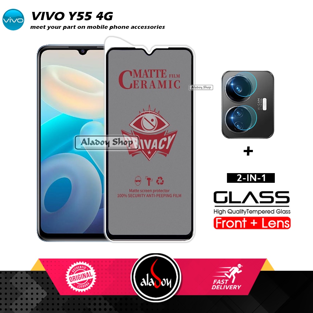 PAKET 2IN1 Anti Gores Privacy Vivo Y55 4G + Tempered Glass Kamera