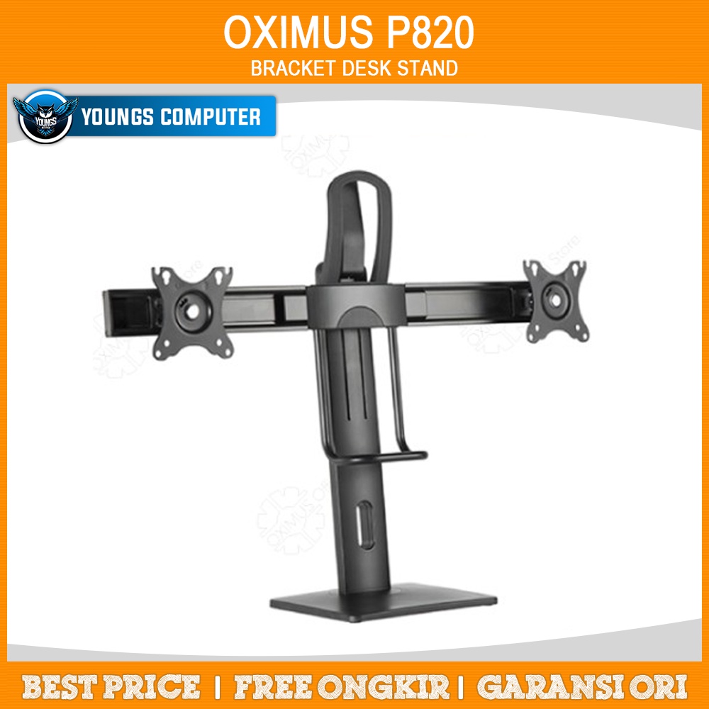 OXIMUS P820 | BRACKET DESK STAND MEJA DUAL MONITOR NAIK TURUN 17&quot;- 27&quot;