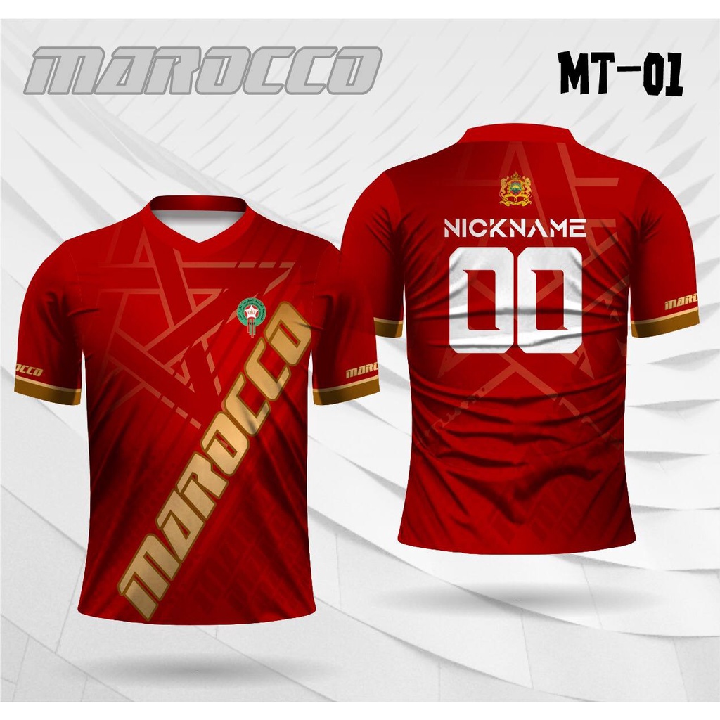 jersey piala dunia qatar 2022 maroko morocco baju bola free custom pendek