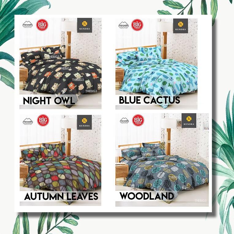 KENDRA Sprei 180X200 / 160X200 motif Autumn Leaves Black Blue White Cactus Pooh Tsum Tsum Day Dream 