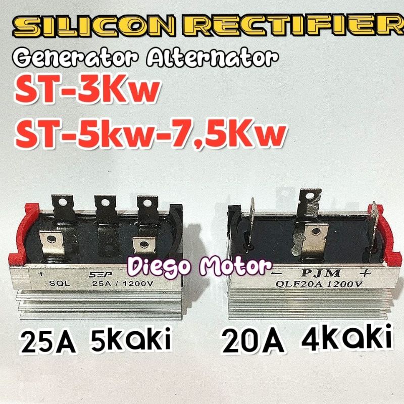 Silikon Rectifier Petak 20A 4Kaki 5Kak Dinamo Genset Alternator ST3kw 5kw 7,5kw