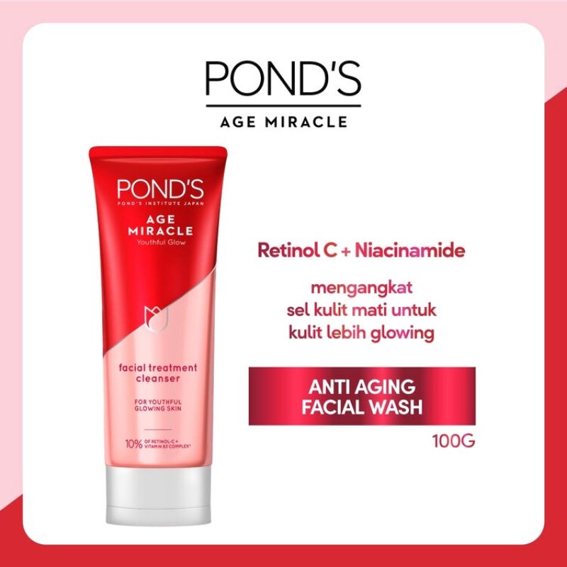 PONDS Age Miracle Youthful Glow Facial Wash Anti Aging + Glowing with Retinol 100g