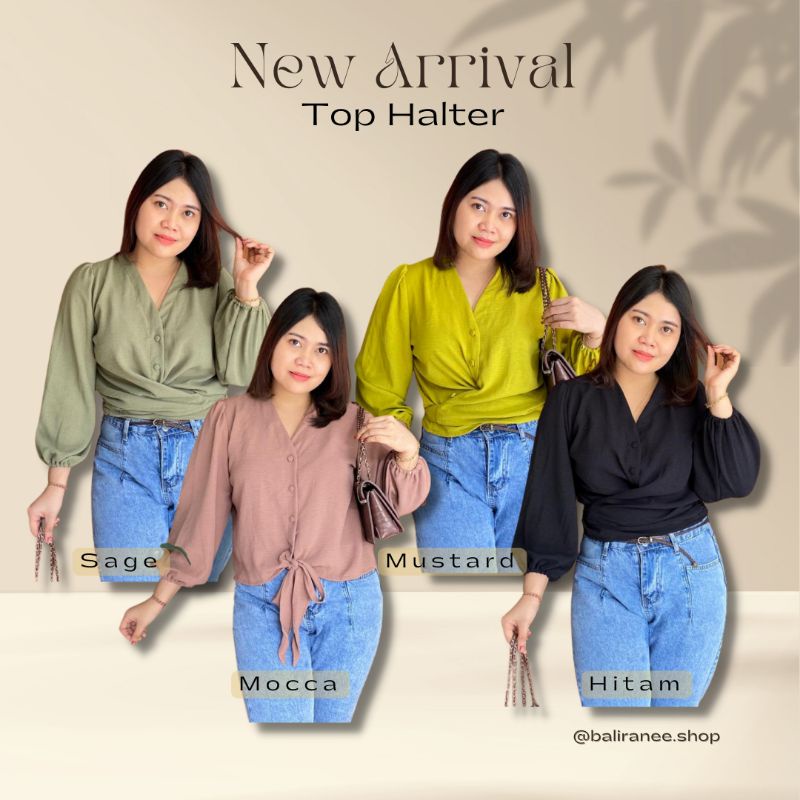 top halter/atasan kemeja airflow v neck busui friendly
