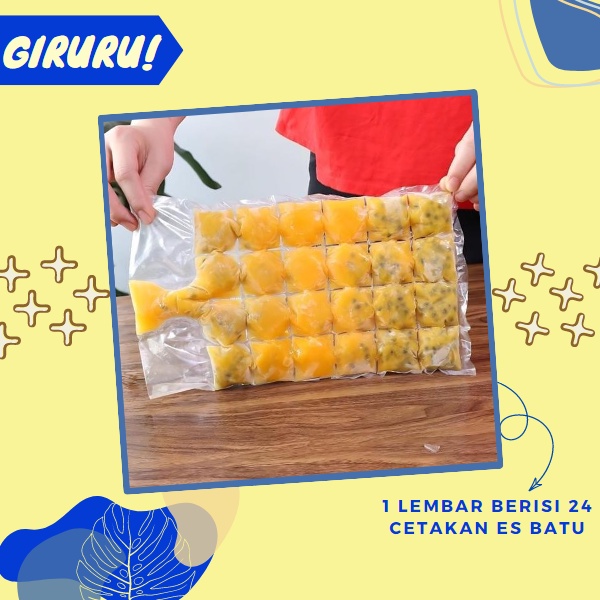 Kantong Cetakan Es Plastik untuk 24 Es Batu Disposable Ice Making Bag Food Grade / Pembuat Es Batu / Penyimpan Es / PLASTIK CETAK ES BATU SYRUP 1 PCS / KANTONG PEMBUAT ES BATU SEKALI PAKAI ICE BAG CUBE MAKER / PEMBUAT ES DISPOSABLE ICE MAKING BAG FOOD