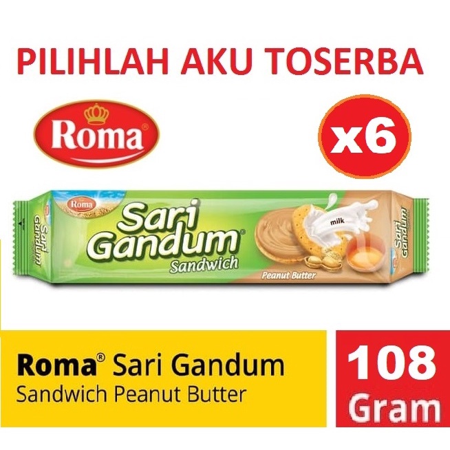 

Roma Sari Gandum Peanut Butter 108 gr - ( HARGA PAKET ISI 6 PCS )