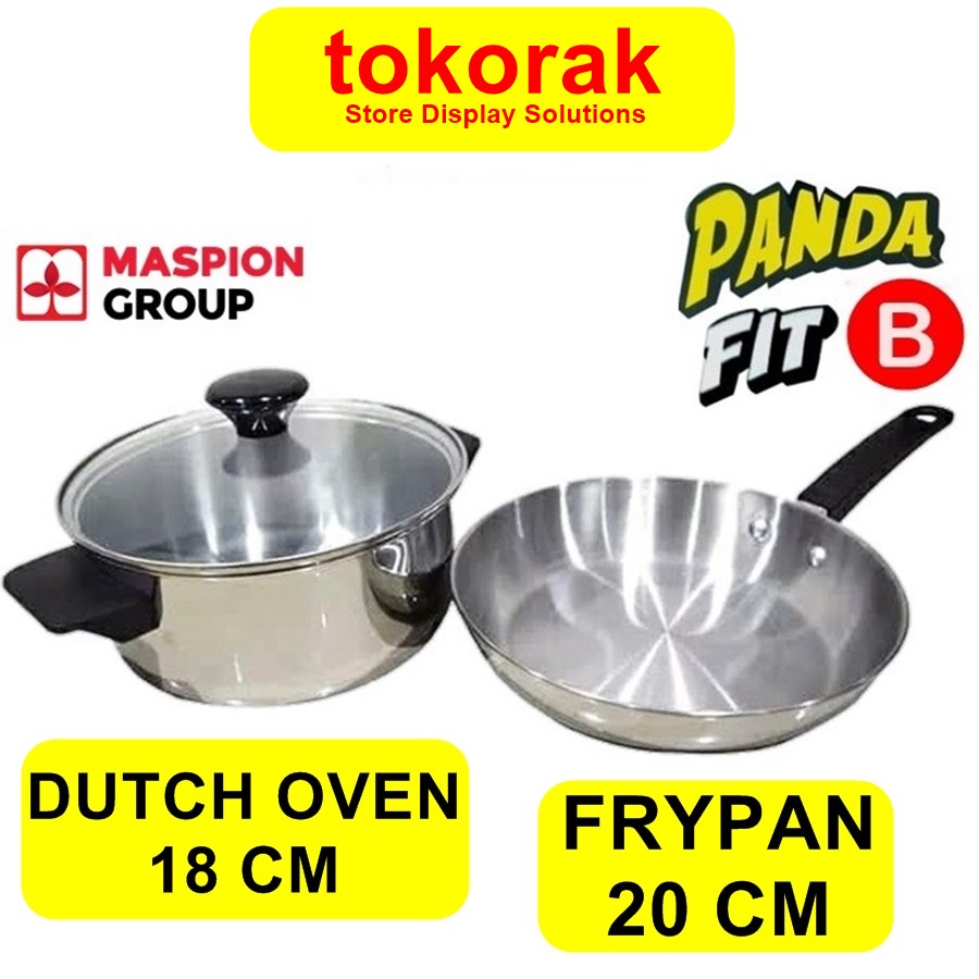 MASPION PANDA FIT B SET DUTCH OVEN 18 CM + FRYPAN 20 CM STAINLESS