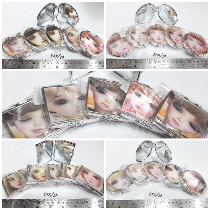 12buah Cermin Mini 5cm - 7cm Kaca Kulakan Grosir