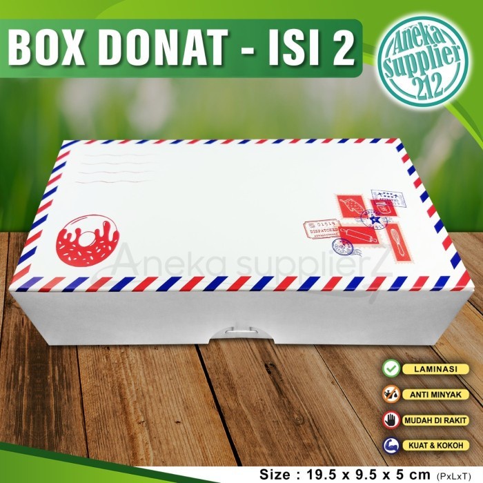 Box DONAT - Dus Donat - Kotak Donat - MOTIF MAIL - ISI 2 (50 pcs)