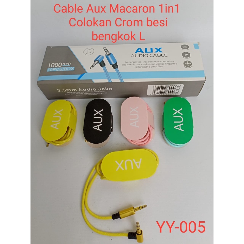 Kabel AUX Audio Cable 1in1 Macaron Colokan Crom Besi