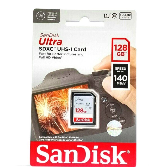 SANDISK ULTRA SDCARD  128GB 140MB/S - SD CARD 128 GB 140 MBPS ORIGINAL
