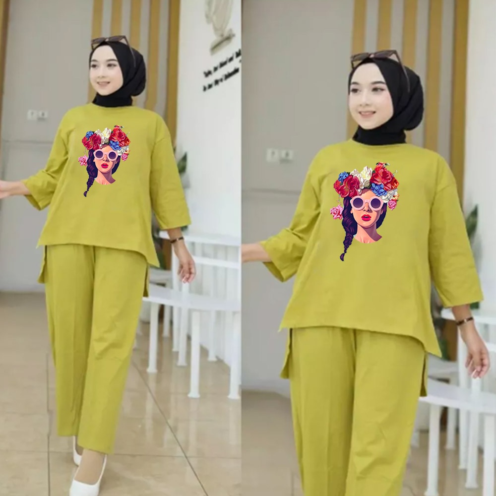 FF SETELAN TUNIK WANITA HIJAB COLABORATION BAHAN BABYTERY IMPORT 05