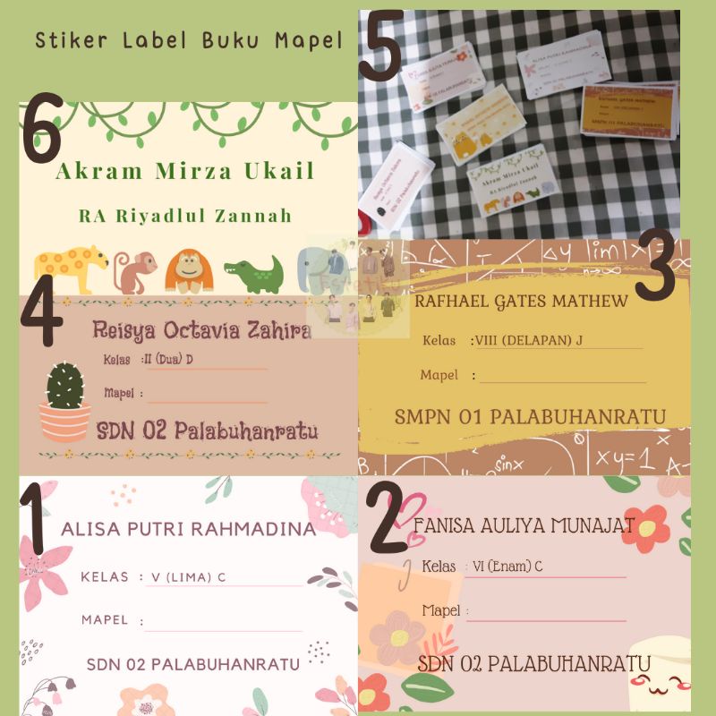 

12 pcs Stiker label nama buku murah untuk buku sekolah journal scrapbook