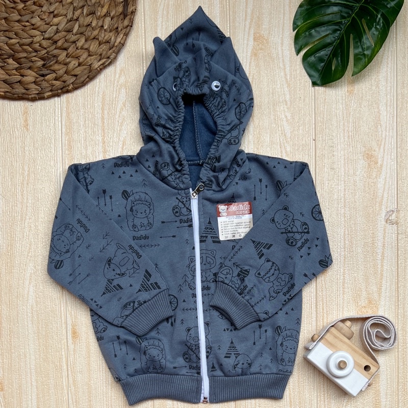 Jaket Bayi DADIDU INDIAN BEAR Bahan Sweater Mantel Bayi Hangat Kupluk Kuping Anak Usia 0-18 Bulan Faw Babyshop