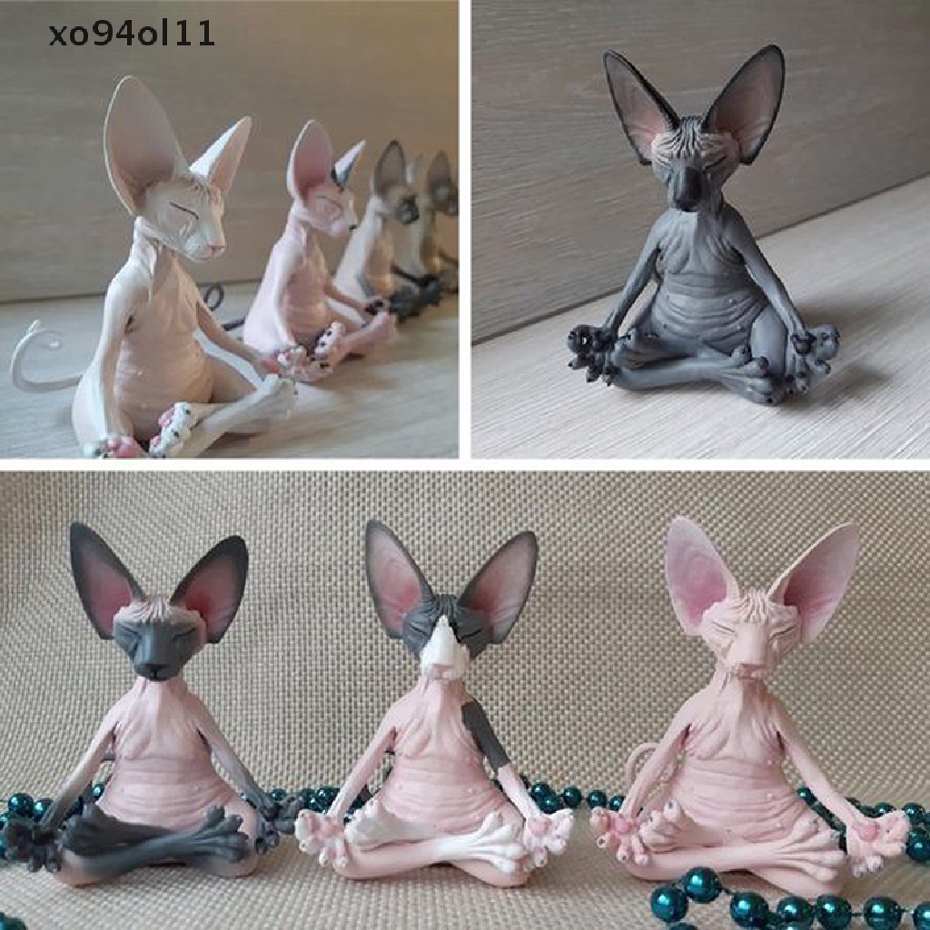 Xo Sphynx Kucing Meditate Koleksi Patung Miniatur Buatan Tangan Dekorasi Hewan Mainan OL