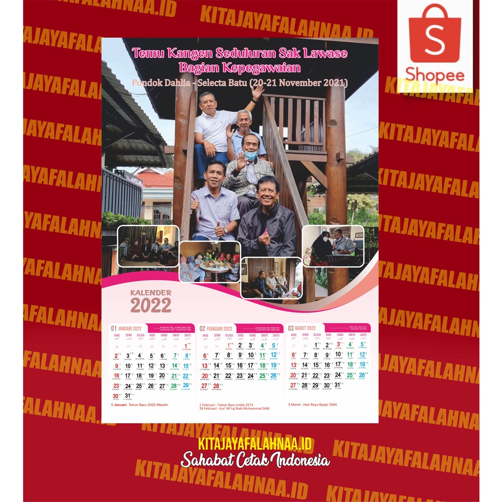 Jual KALENDER DINDING 5 LEMBAR (4LEMBAR+1COVER) CUSTOM | Shopee Indonesia