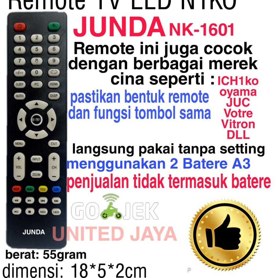 COD✔️ REMOTE LED TV CINA REMOTE TV LED NIKO JUNDA NK-1601