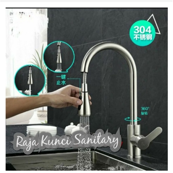 Kran Sink Mixer Tarik Stainless SUS 304 Kran Cuci Piring tarik Stainless Top Quality