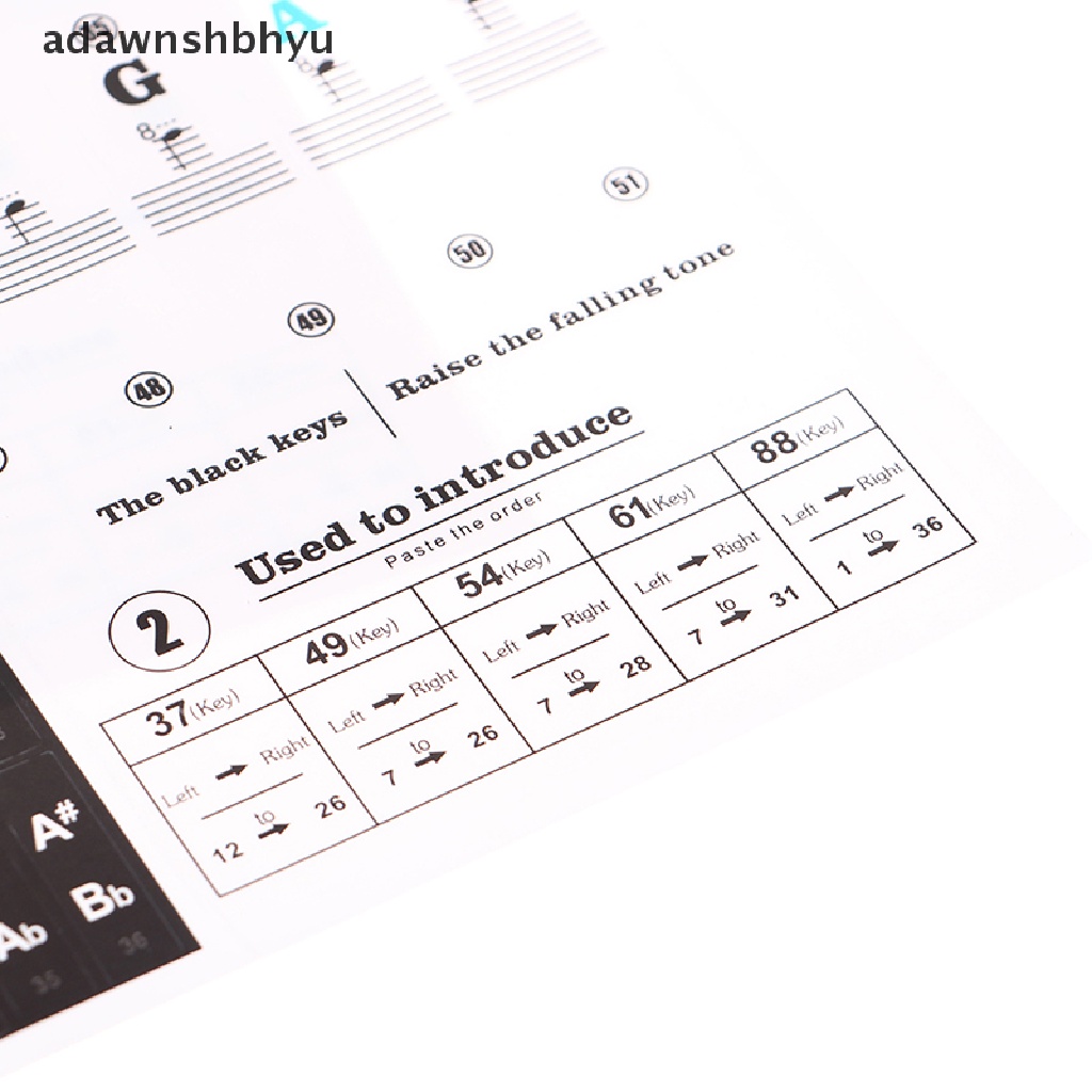 Adawnshbhyu Stiker Keyboard Piano Transparan 54/61kunci Keyboard Elektronik Piano Sticker ID