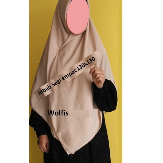 Jilbab Wolfis Segi Empat 130 x 130 Syari / Jilbab Segi4 130 Jumbo / Hijab square 130*130 "PRW.18De22