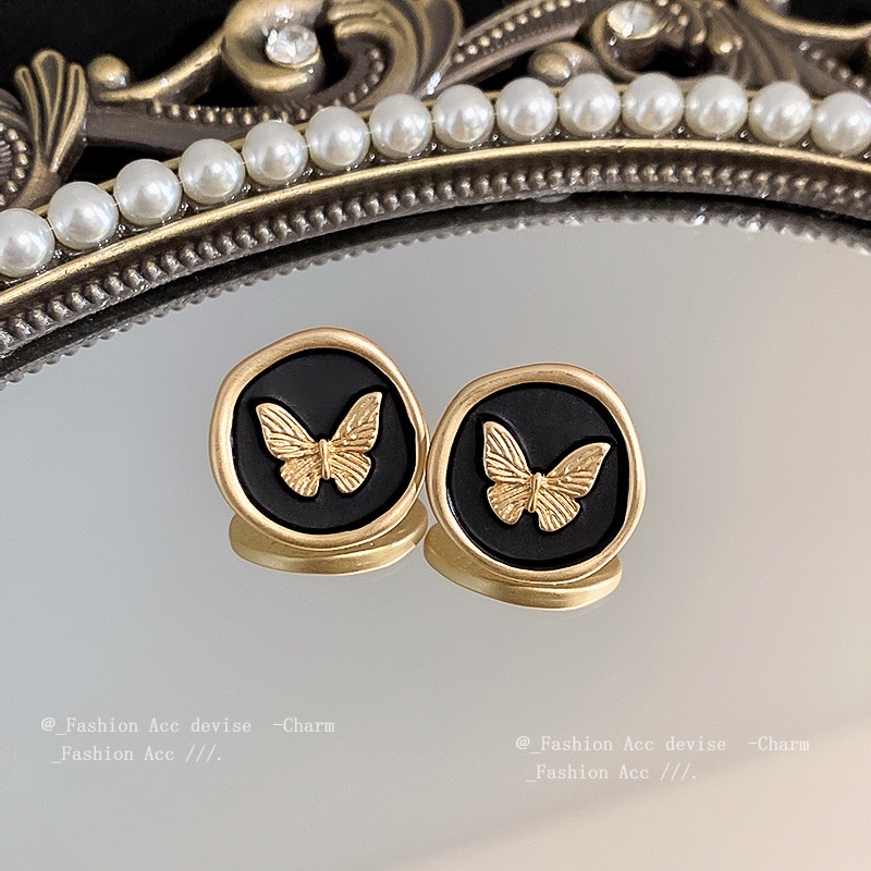 Anting Vintage Butterfly Earring Anting Bulat Tidak Teratur Untuk Wanita Aksesoris Fashion