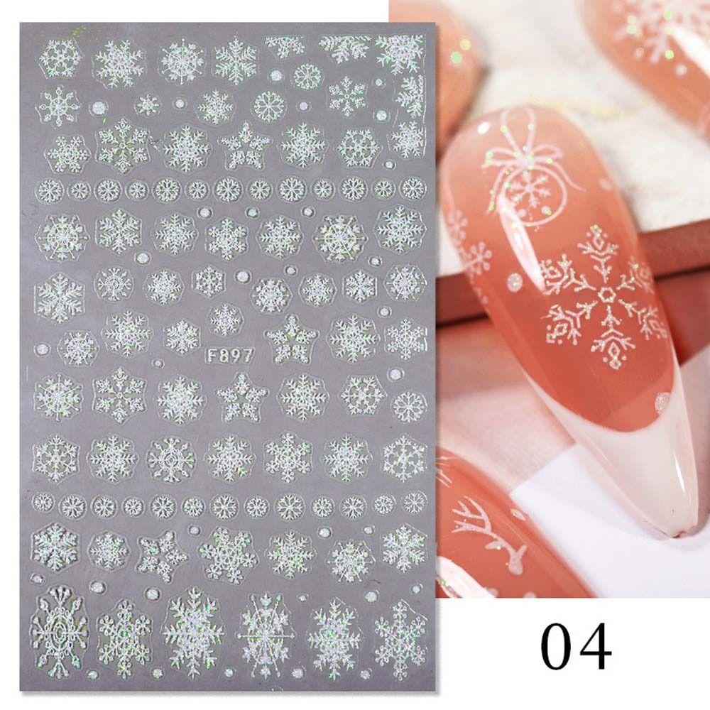 Mxbeauty Stiker Kuku Natal Fashion Lonceng Putih Manikur Aksesoris Nail Art Dekorasi