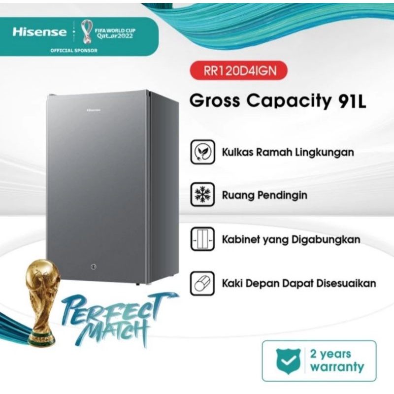 Hisense Kulkas 1 pintu 91L Lemari Es Refrigerator RR125D4IGN