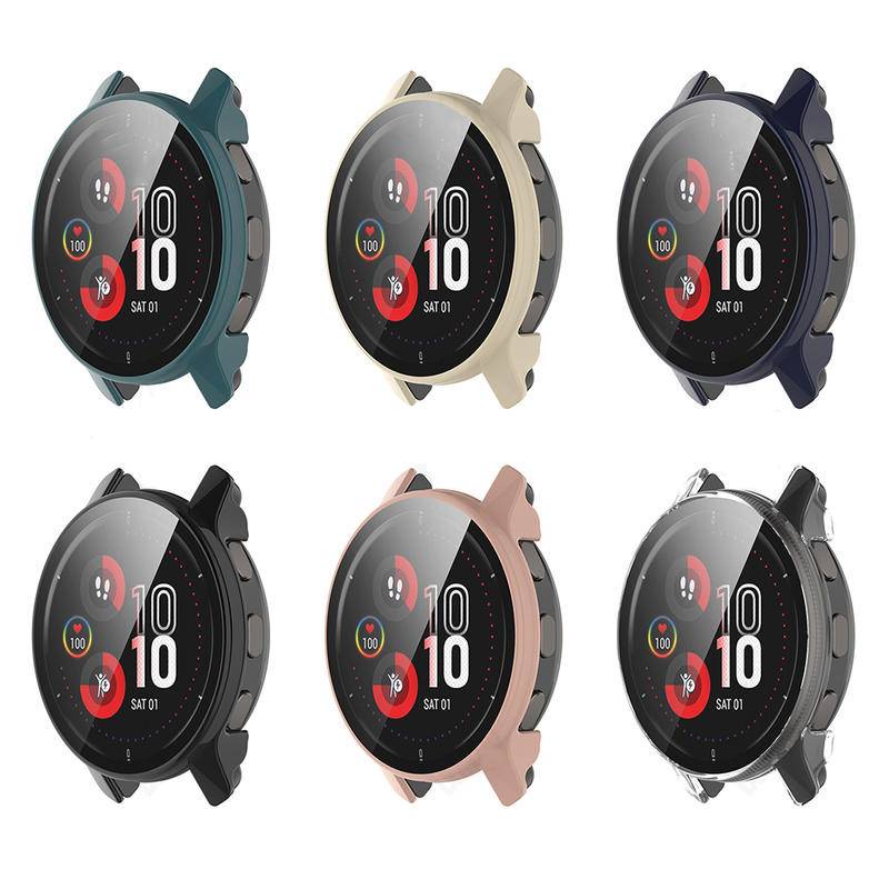 2-in-1 Casing Pelindung+Kaca HD Untuk Garmin Venu 2s 2plus Vivoactive4 4s vivomove sport PC Hard Screen Protector Case Untuk Garmin Forerunner 955 255 255S Case