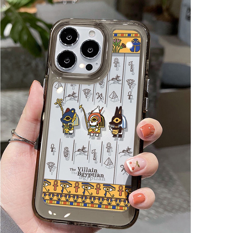 IPHONE Mesir Casing Soft Phone Case Hitam Kucing Kompatibel Untuk Iphone11 14 13 12 Pro XS Max X XR 78 6 6S Plus Transparan Shockproof Casing TPU Cover