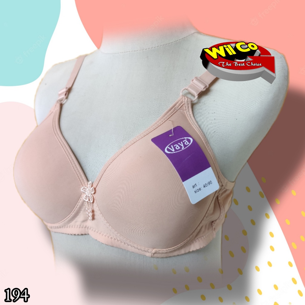 K194 - BRA/BH WANITA VAYA PAKAI BUSA TANPA KAWAT CUP SEDANG SIZE 34B - 40B  DUA PENGAIT