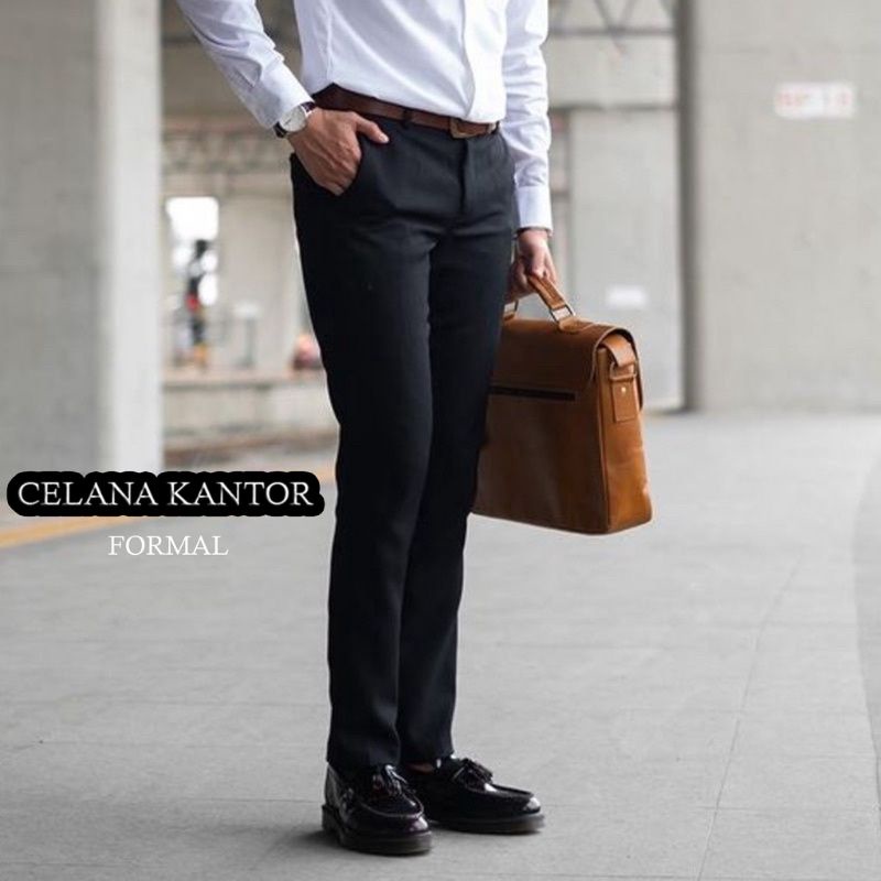 CELANA KANTOR FORMAL PRIA SLIMFIT BAHAN DASAR KAIN WOLL KUALITAS PREMIUM