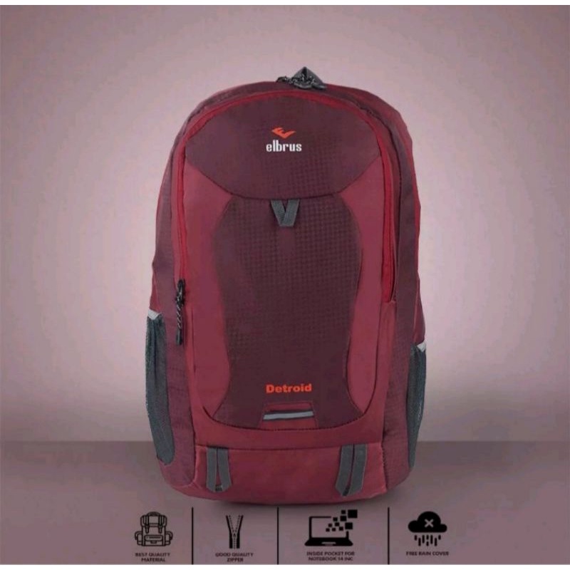 Tas Ransel Elbrus Detroid 25 Liter / Tas Backpack Laptop / Tas Punggung Bonus CoverBag