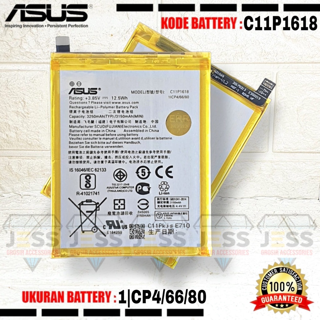 Baterai Battery Original ASUS C11P1612 For Tipe HP Zenfone 4 Edisi 4G Dual Sim , Z01KD , Z01KDA , ZE554KL &amp; Zenfone 5Q , 5Q Lite , ZC600KL , X017D , X017DA