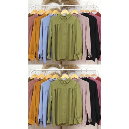[BLOUSE MURAH] Blouse crinkle rempel dada full kancing